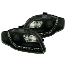 Audi A4 B7 (04-07) priekšējie lukturi, LED dayline, melni